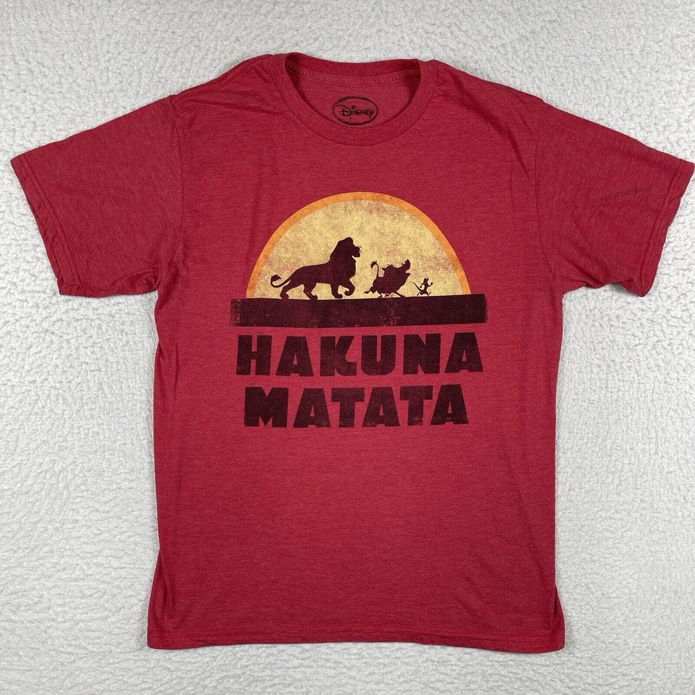 Disney Lion King T Shirt Mens Medium Red Hakuna Matata Simba Graphic Tee Movie